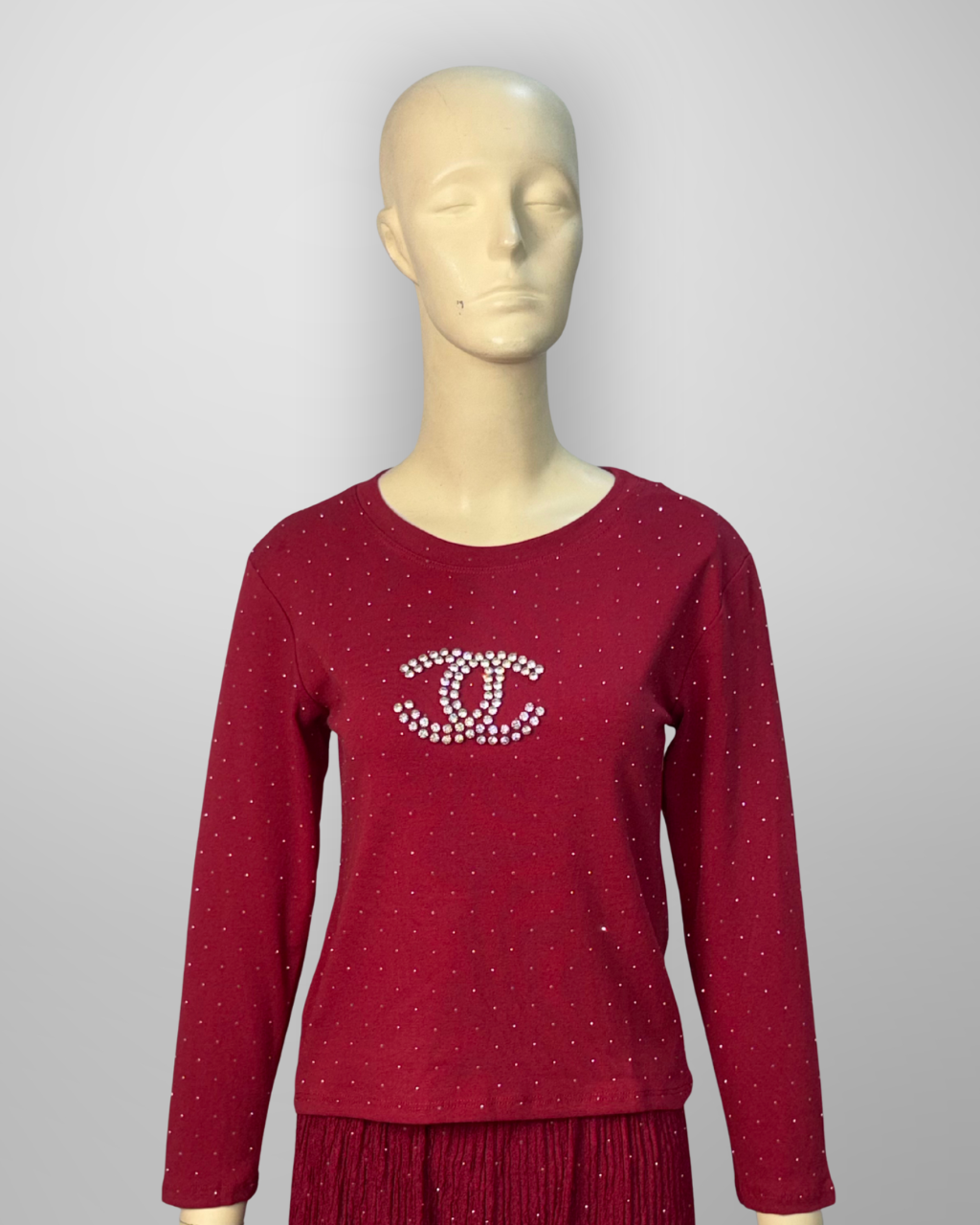 Channel Full Sleeves Crop Top