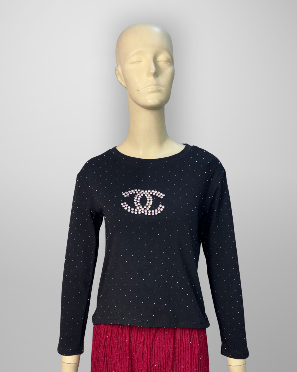 Channel Full Sleeves Crop Top