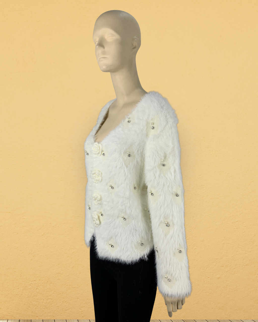 Deep Neck Fuzzy Sweater