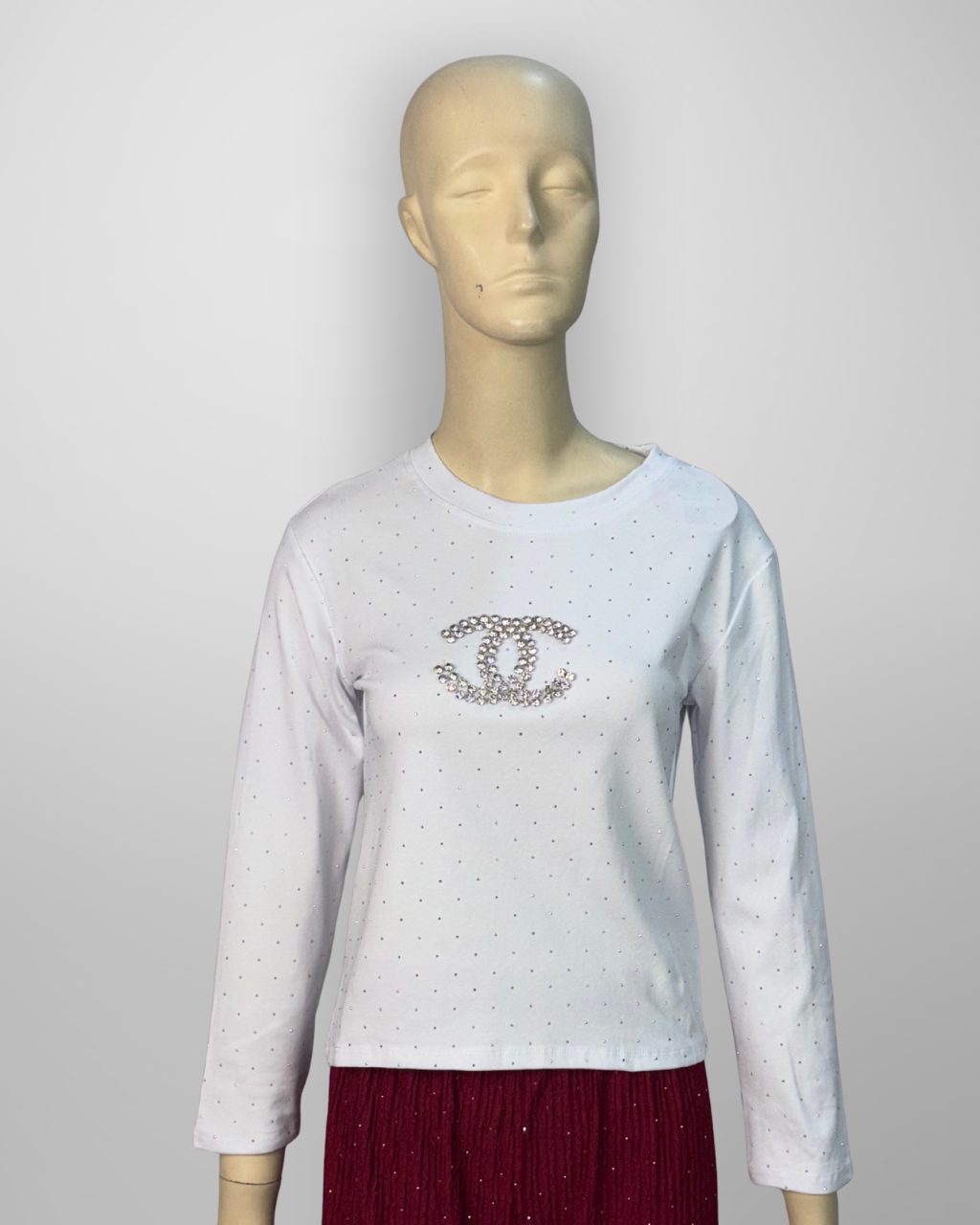 Channel Full Sleeves Crop Top