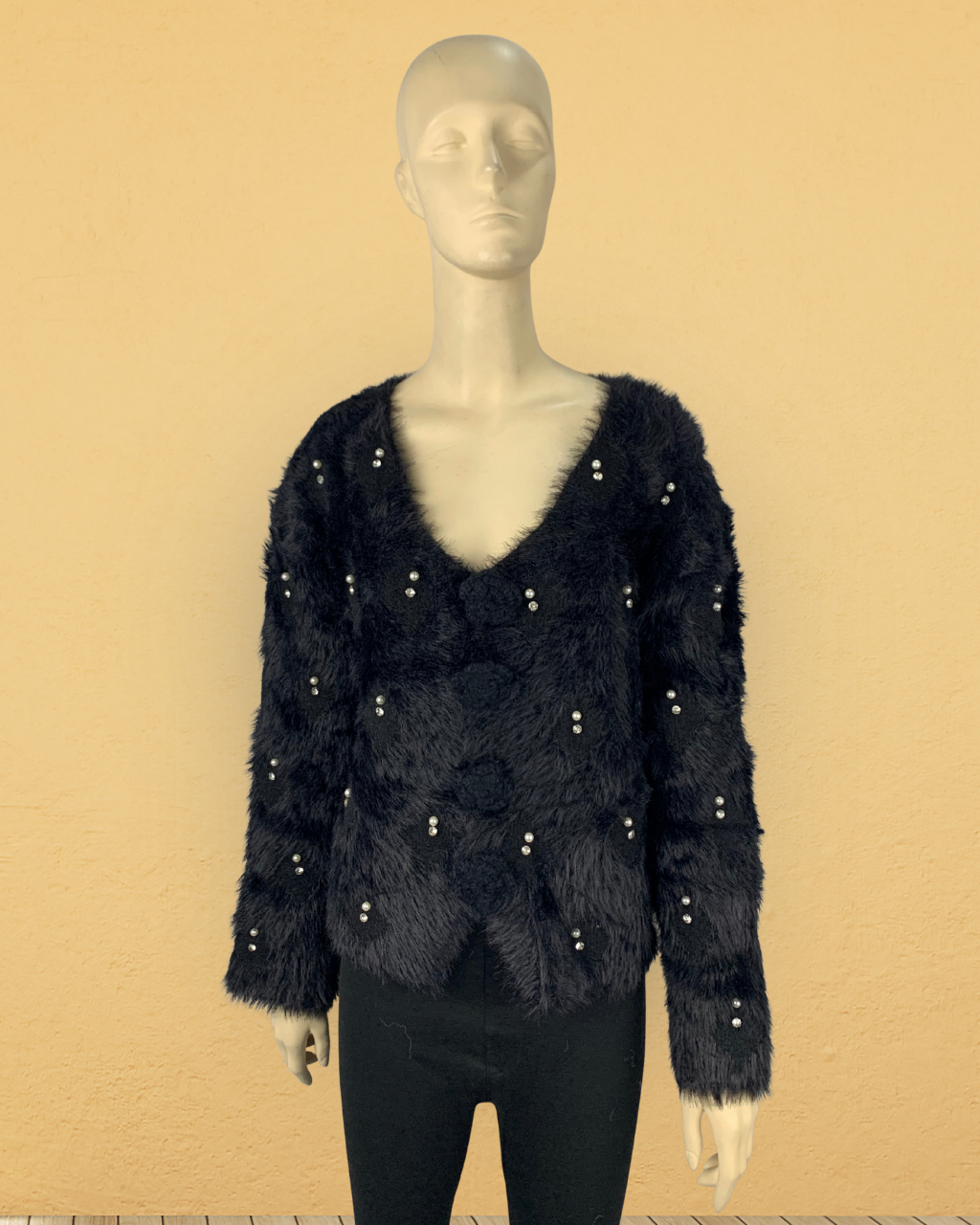 Deep Neck Fuzzy Sweater