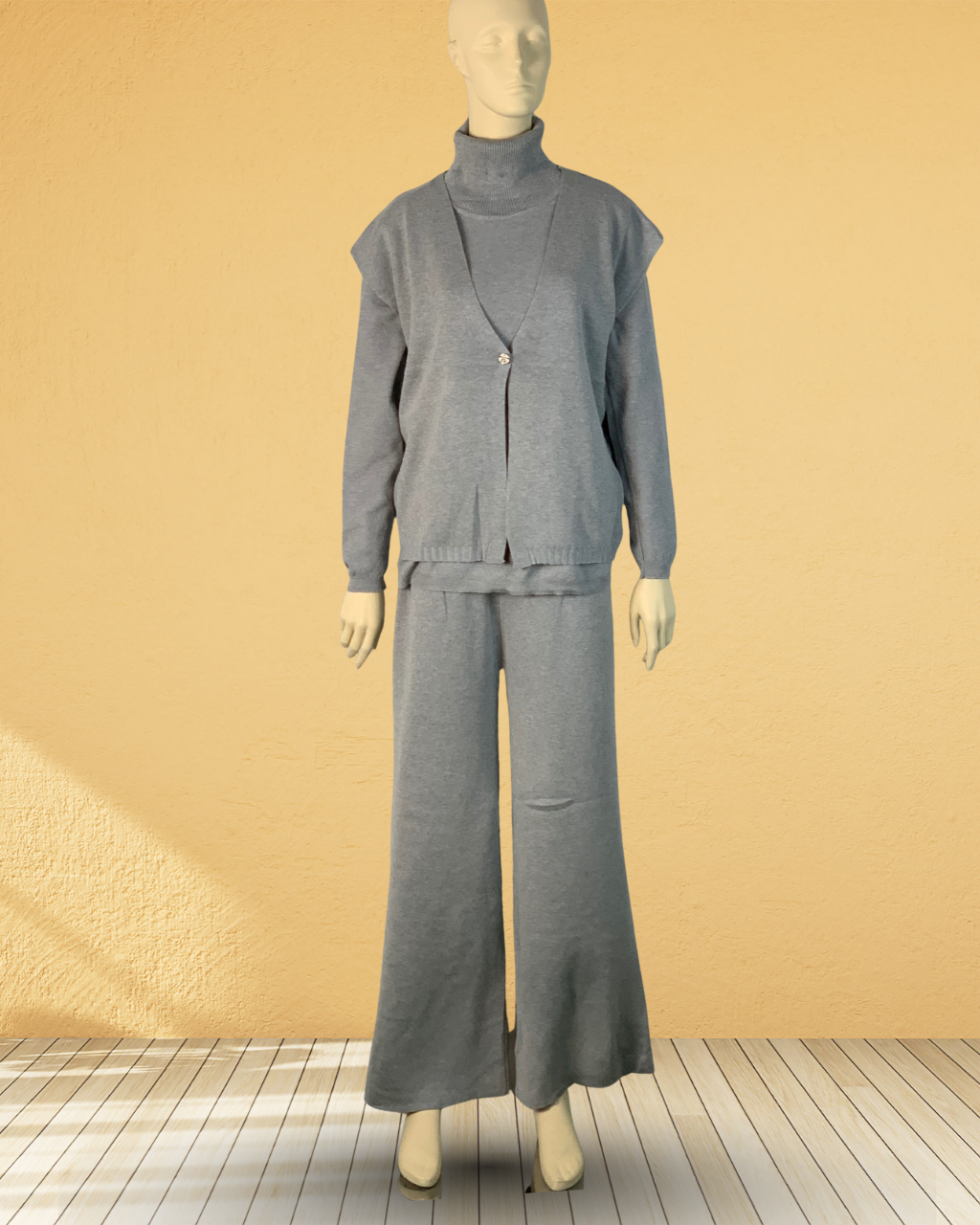 3-Piece Inner, Half-Sleeve Sweater & Trouser Set