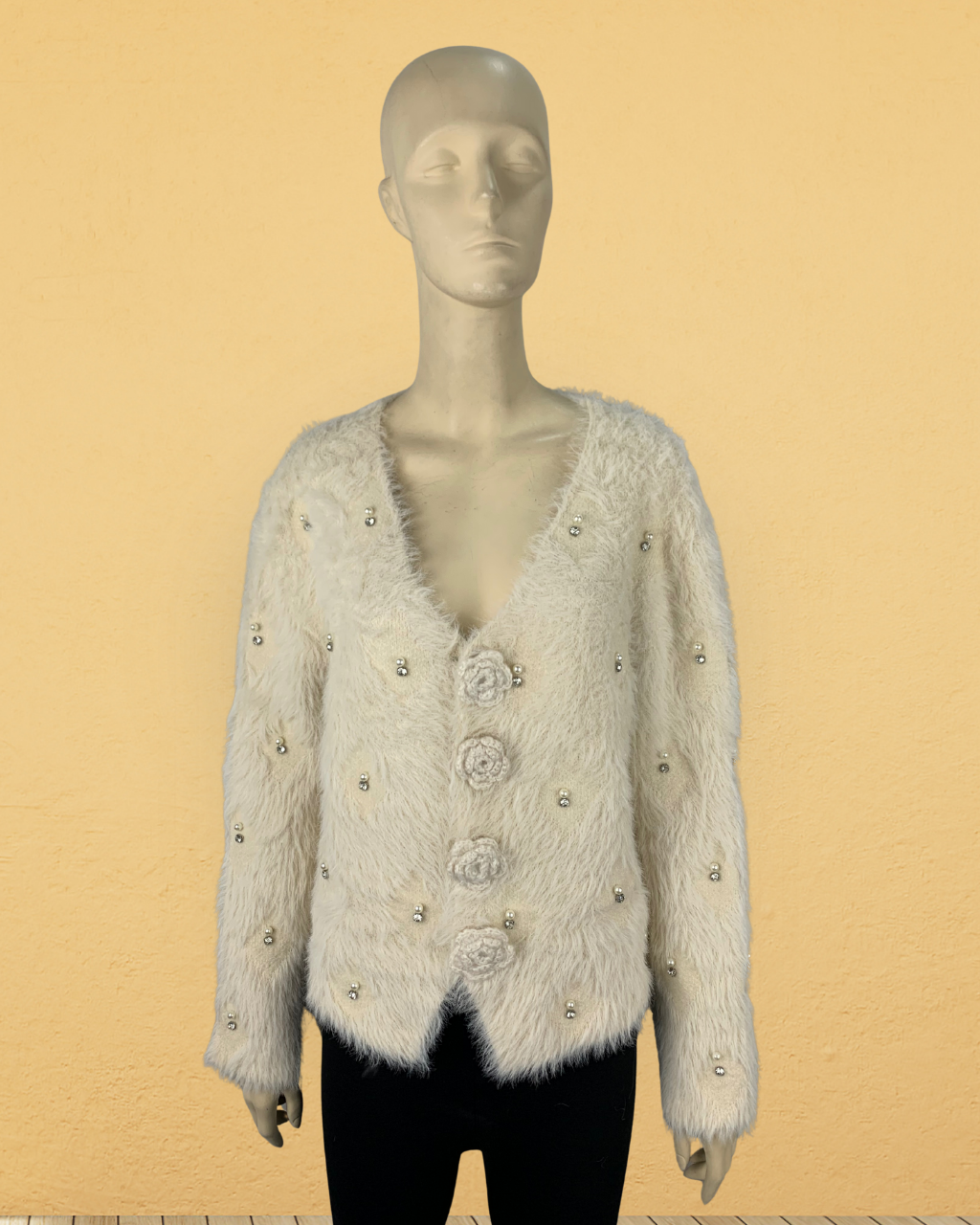 Deep Neck Fuzzy Sweater