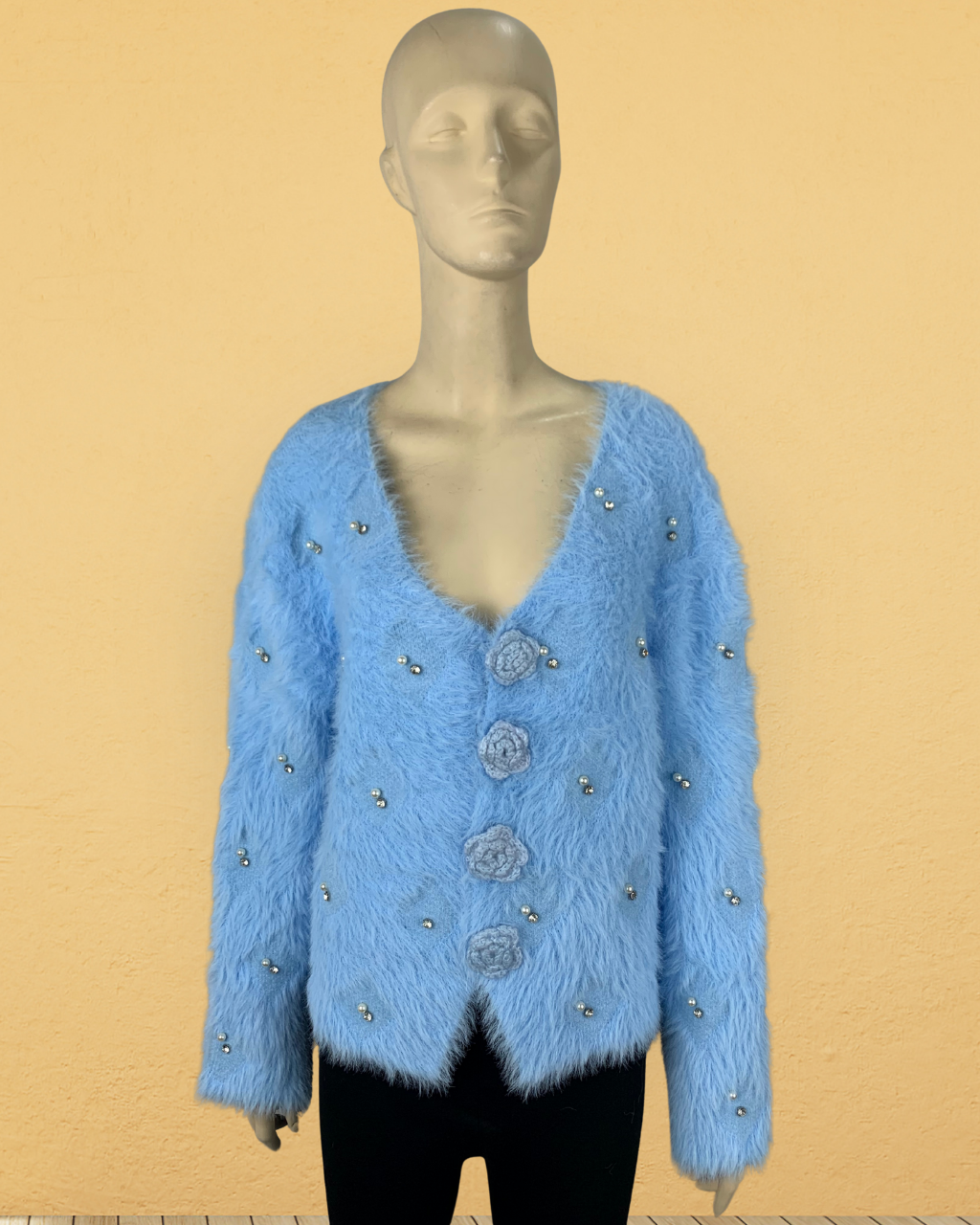 Deep Neck Fuzzy Sweater