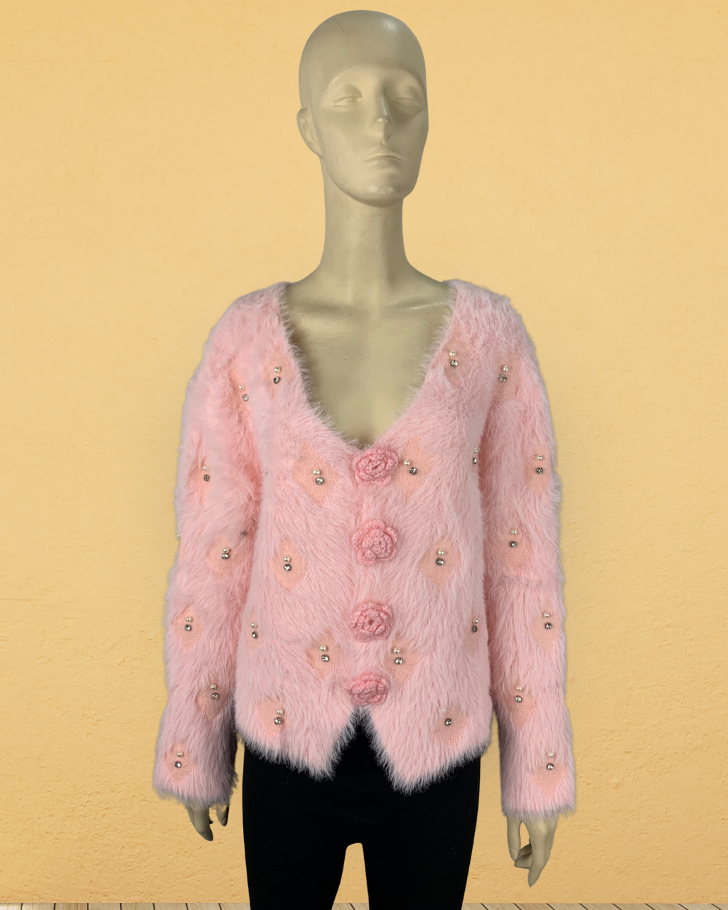 Deep Neck Fuzzy Sweater