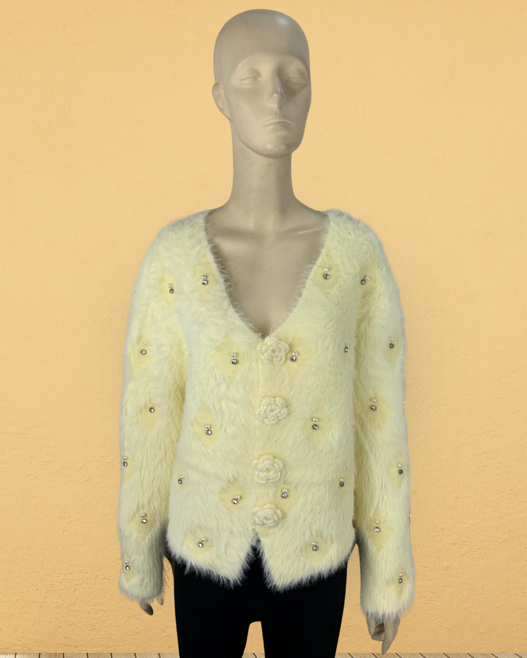 Deep Neck Fuzzy Sweater