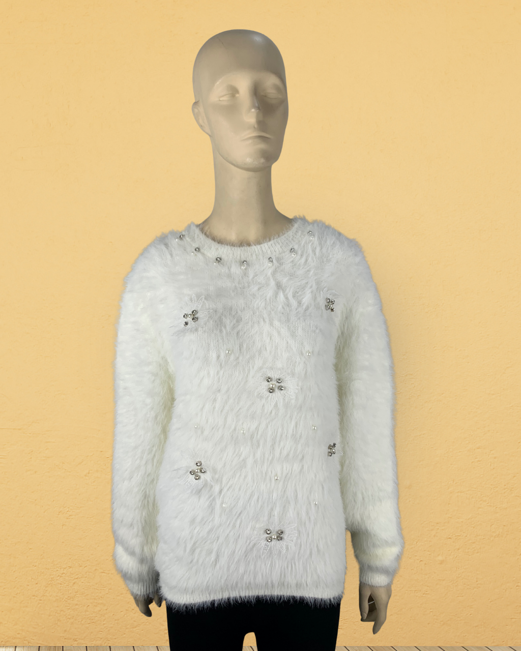 Fuzzy Knit Round Neck Sweater