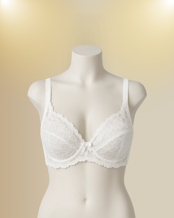 White Lace Trim Bra