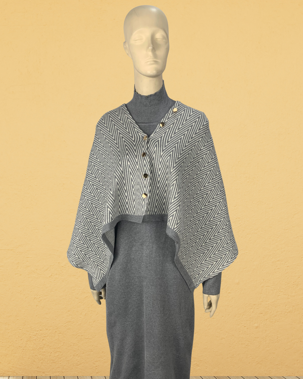 Stylish Long-Sleeve Dress & Shawl