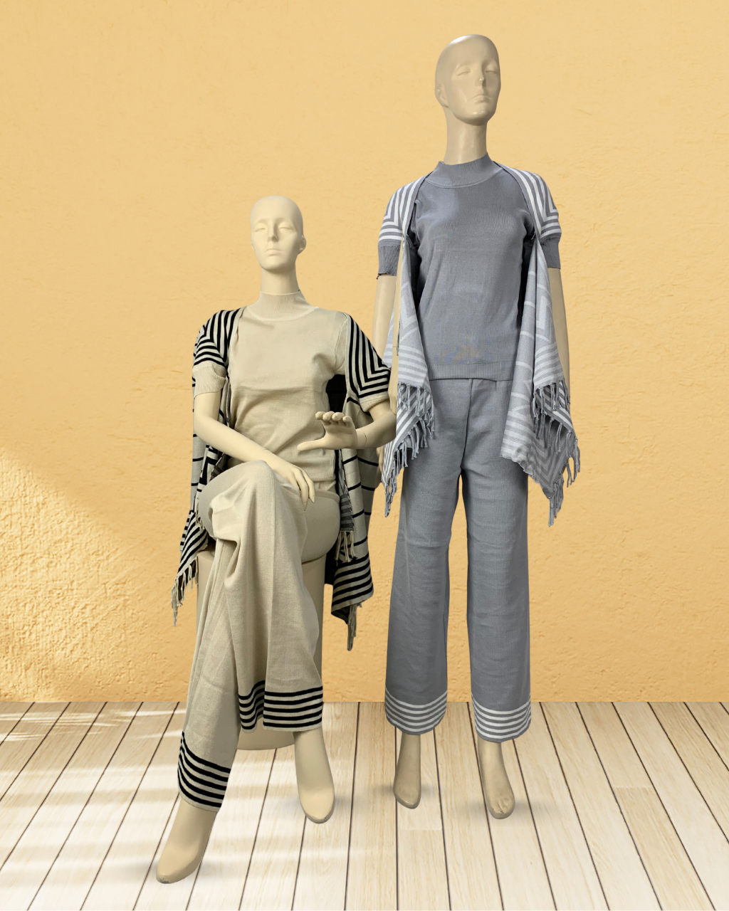 3 Piece Co-Ord Set with Cape Shawl