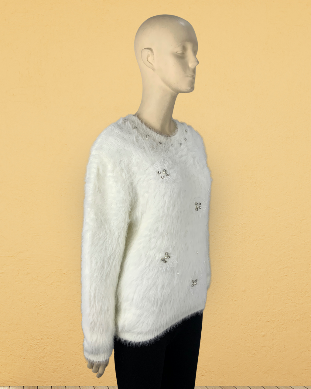 Fuzzy Knit Round Neck Sweater