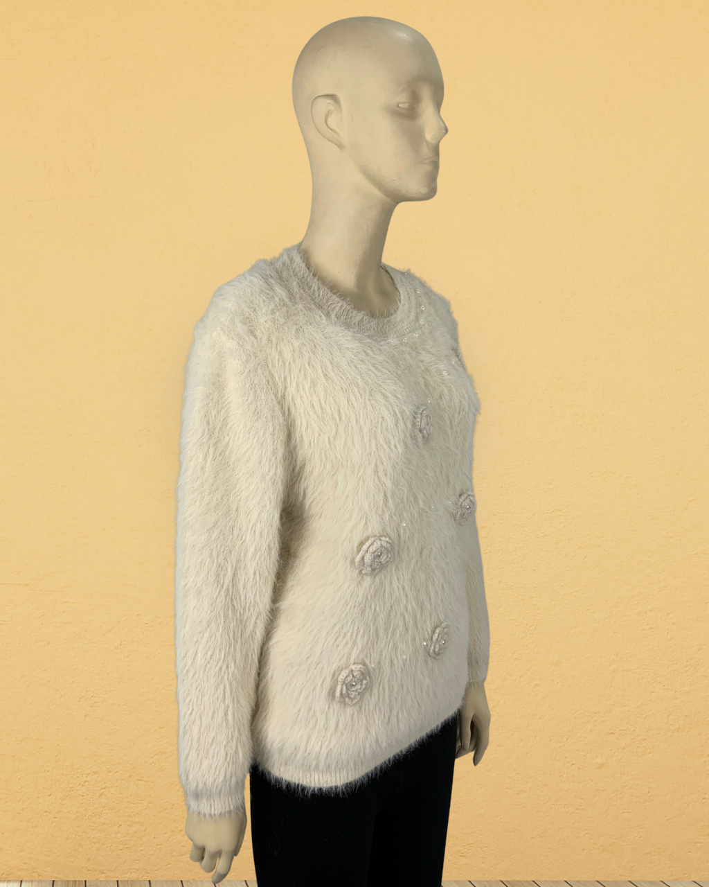Fuzzy Knit Flower Sweater
