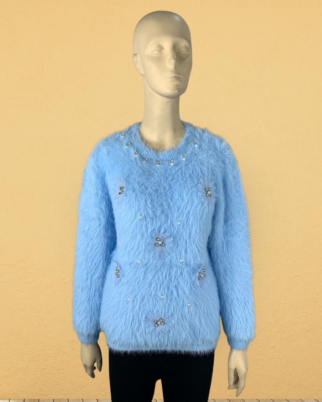 Fuzzy Knit Round Neck Sweater