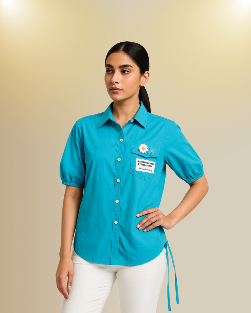 Turquoise Button-Up Shirt
