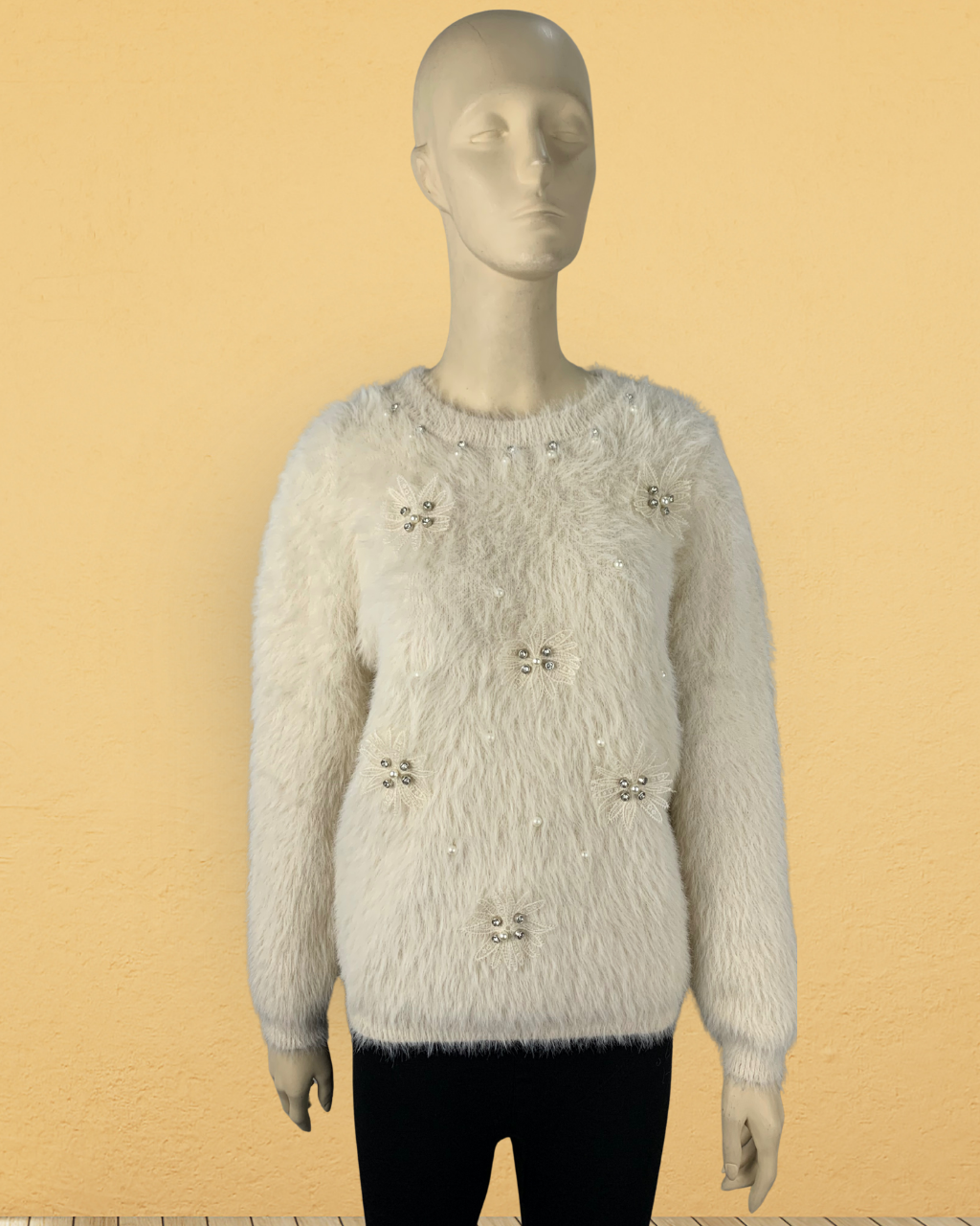 Fuzzy Knit Round Neck Sweater