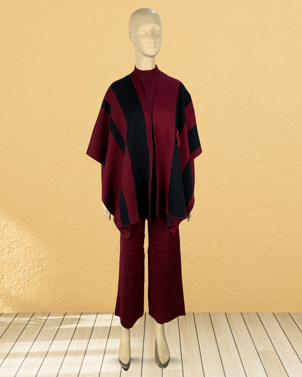 3 Piece Cozy Co-ord Set with Cap Shawl