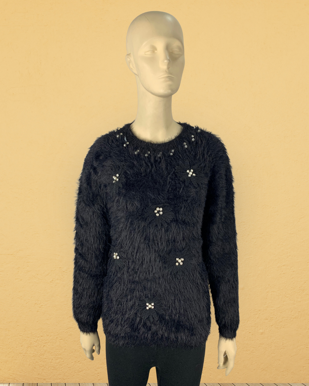 Fuzzy Knit Round Neck Sweater