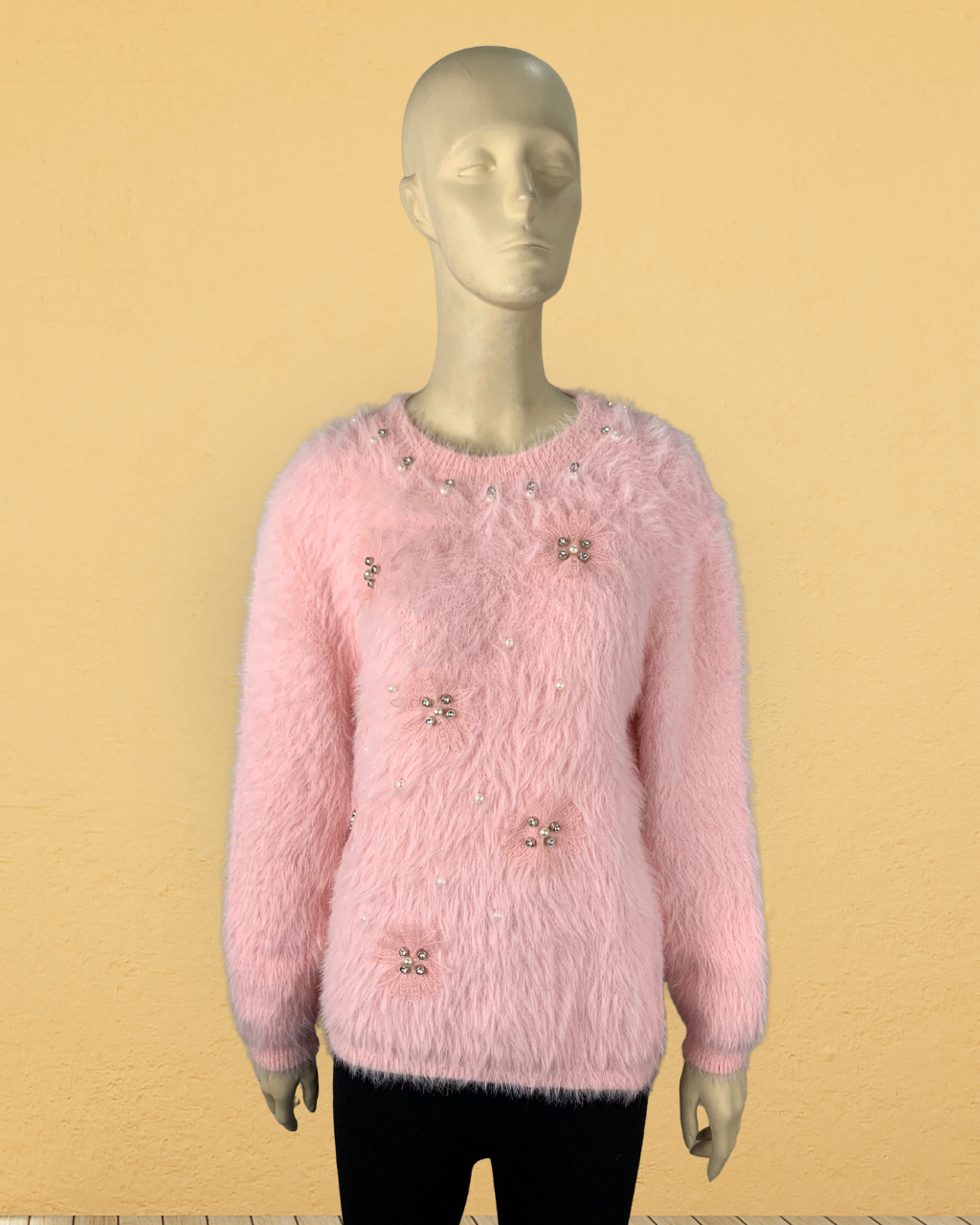 Fuzzy Knit Round Neck Sweater