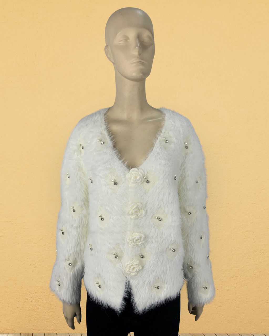 Deep Neck Fuzzy Sweater