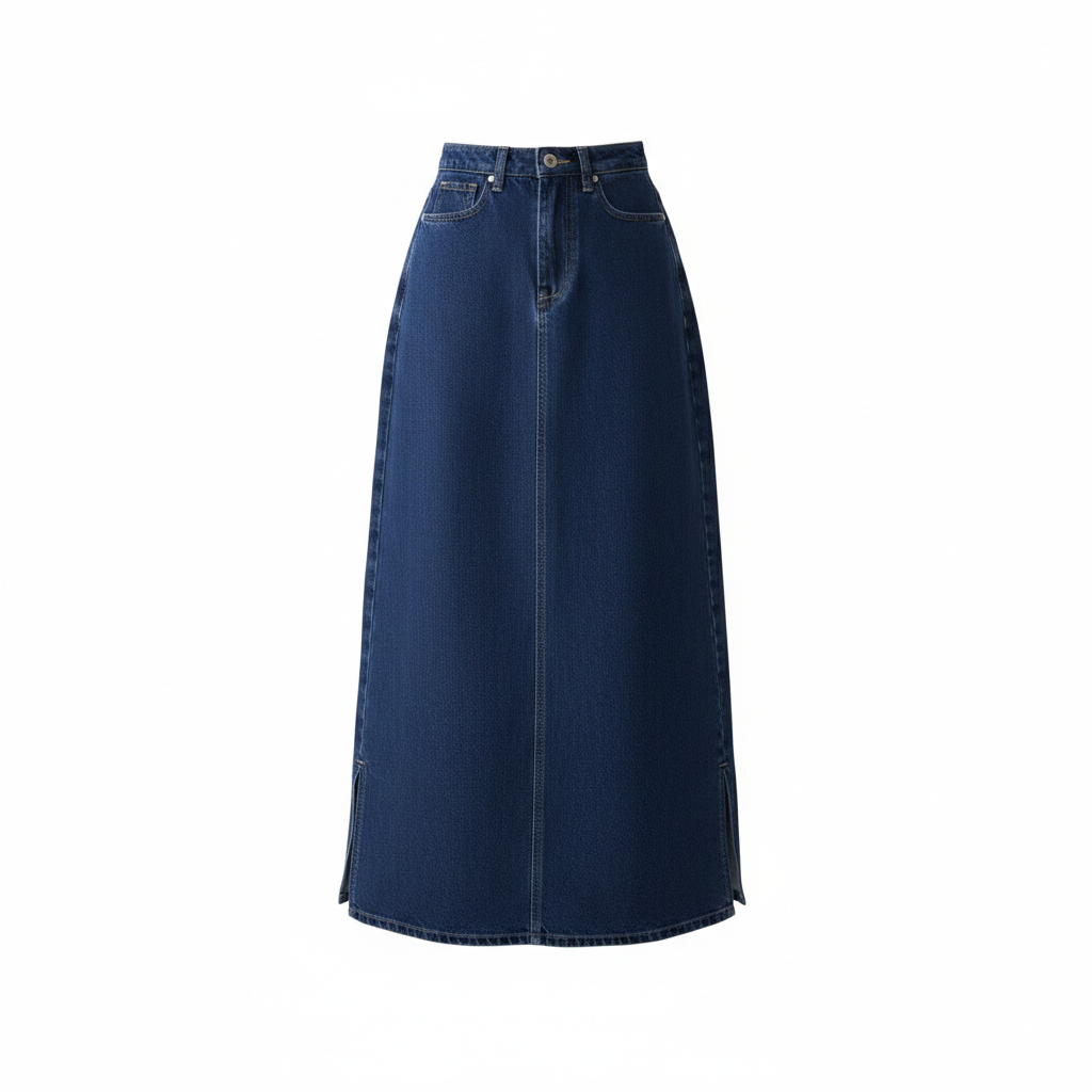 Denim Skirt Side Cut